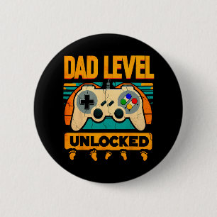 Badge Rond 5 Cm Papa Niveau Déverrouillé Père &# ; s Jour Nouveau 