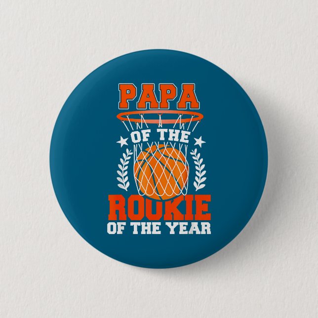 Badge Rond 5 Cm Papa Of Rookie 1st Basketball Bday Theme Matching  (Devant)
