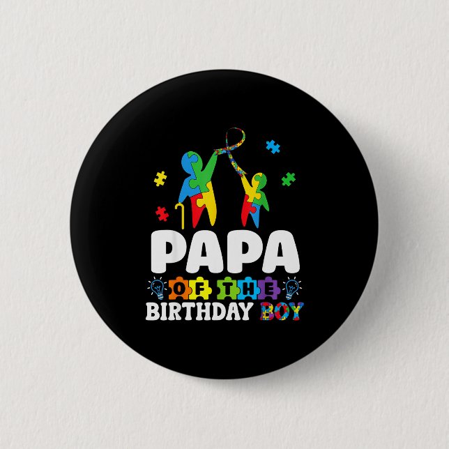 Badge Rond 5 Cm Papa Of The Birthday Boy Autism Awareness Support  (Devant)