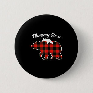Badge Rond 5 Cm Papa ours en flanelle à carreaux rouges Pyjama fam