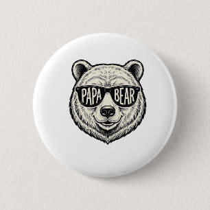 Badge Rond 5 Cm Papa ours Lunettes de soleil Ours Tête Vector Desi