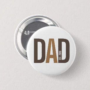 Badge Rond 5 Cm Papa personnalisé Brown moderne établi