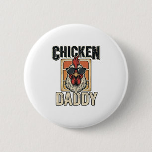 Badge Rond 5 Cm Papa Poule Drôle Coq Vintage Vecteur Chemise_1