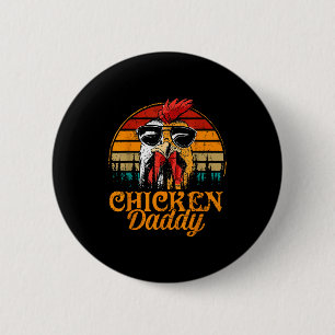 Badge Rond 5 Cm Papa Poulet Vintage Ultry Fermier Drôle Fêtes des