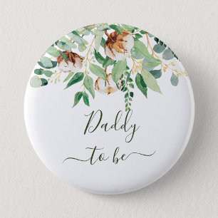 Badge Rond 5 Cm Papa Pour Être Eucalyptus Vert Nouveau Papa Bouton