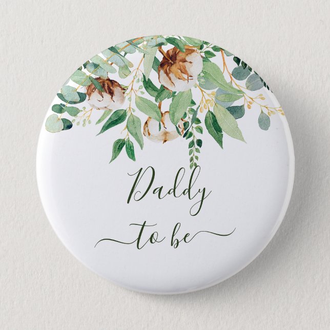 Badge Rond 5 Cm Papa Pour Être Eucalyptus Vert Nouveau Papa Bouton (Créateur téléchargé)