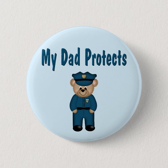Badge Rond 5 Cm Papa protège l'ours des policiers (Devant)