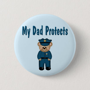 Badge Rond 5 Cm Papa protège l'ours des policiers