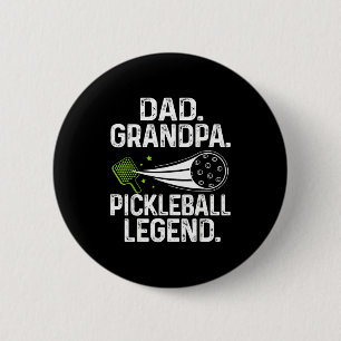 Badge Rond 5 Cm Papa rétro grand-père légende de pickleball joueur