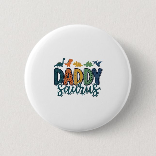 Badge Rond 5 Cm Papa Saurus Mignon Papa Dinosaure Conception Vecto (Devant)