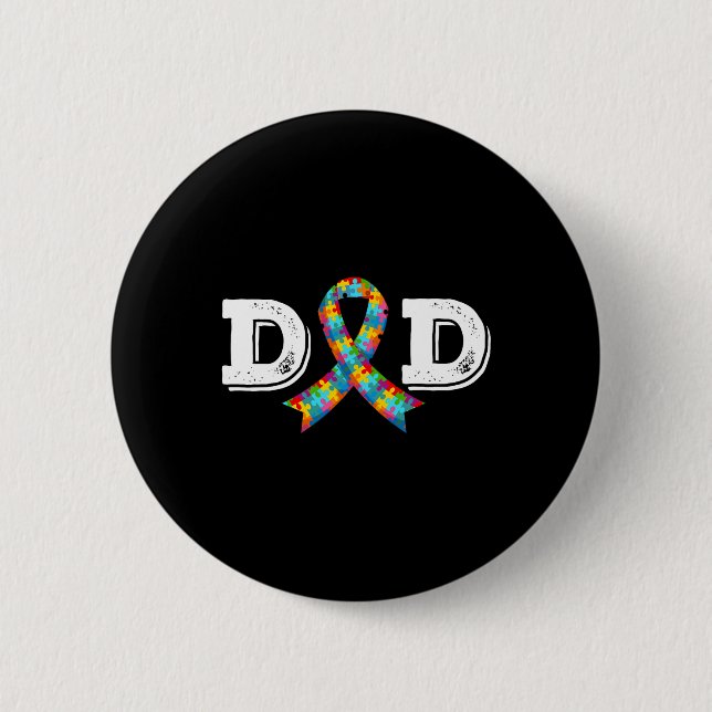 Badge Rond 5 Cm Papa sensibilisation à l'autisme Acceptation Diffi (Devant)