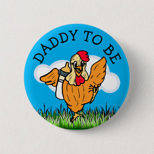 Badge Rond 5 Cm Papa sera Baby shower animal de ferme thème