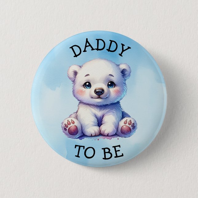 Badge Rond 5 Cm Papa sera | Baby shower d'hiver des animaux de l'A (Devant)