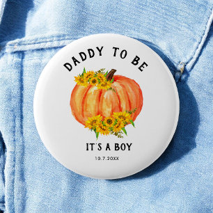 Badge Rond 5 Cm Papa sera Baby shower Orange Citrouille Bouton