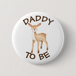 Badge Rond 5 Cm Papa sera Bois Animaux Bouton Baby shower