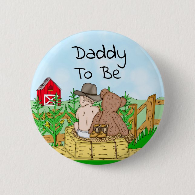 Badge Rond 5 Cm Papa sera le Baby shower du garçon (Devant)