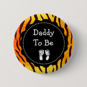 Badge Rond 5 Cm Papa sera Tiger Imprimer Baby shower