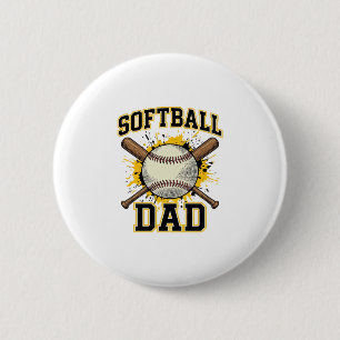 Badge Rond 5 Cm Papa Softball Vintage Varsity Batteurs Croisés Des