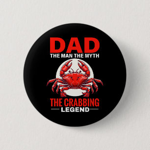 Badge Rond 5 Cm Papa Spécialiste Pêche aux Crabes Amateur de Crabe
