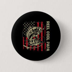 Badge Rond 5 Cm Papa super cool pêche Drapeau américain vintage Ho