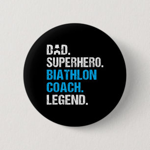 Badge Rond 5 Cm Papa Superhero entraîneur biathlon amusant entraîn