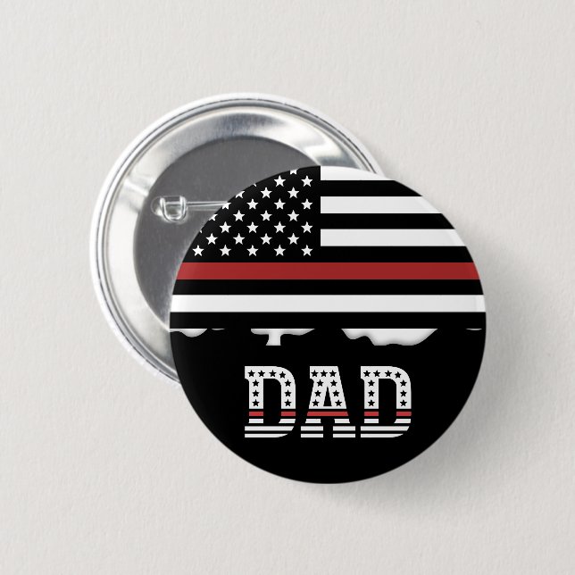 Badge Rond 5 Cm Papa Thin Red Line Pompier papa Cadeaux (Devant & derrière)