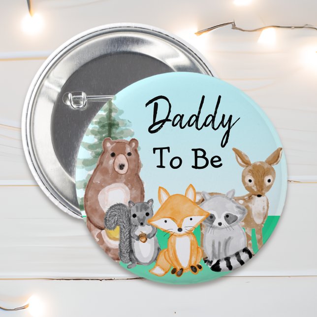 Badge Rond 5 Cm Papa To Be | Woodland Creobjets Baby Shower (Créateur téléchargé)