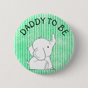 Badge Rond 5 Cm Papa vert et bleu de Pin de baby shower d'élépha