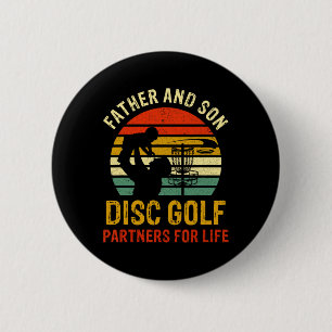 Badge Rond 5 Cm Papa vintage et fils partenaires de golf à disque