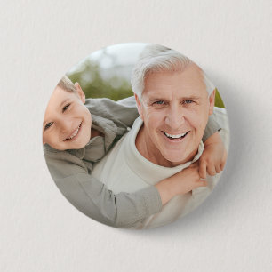 Badge Rond 5 Cm Papapa Grand-père Papi Photo Personnalisé 