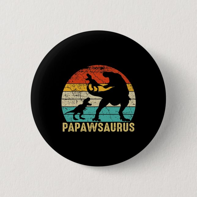 Badge Rond 5 Cm Papawsaurus Rex Papaw Dinosaure 2 Enfants Fête des (Devant)