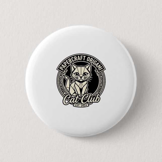 Badge Rond 5 Cm Papercraft Origami Chat Drôle Chat Graphique - Pap (Devant)