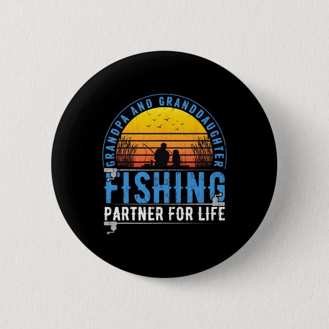 Badge Rond 5 Cm Papi et petite-fille, compagnons de pêche pour la  (Devant)