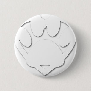 Badge Rond 5 Cm Papier Coupe Chien Paw Et Forme Coeur