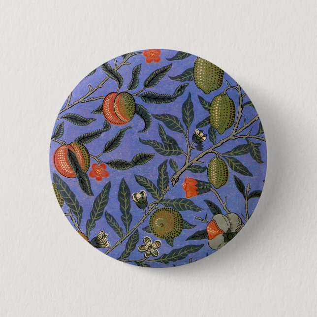 Badge Rond 5 Cm Papier peint coloré Grenade Bleue de William Morri (Devant)