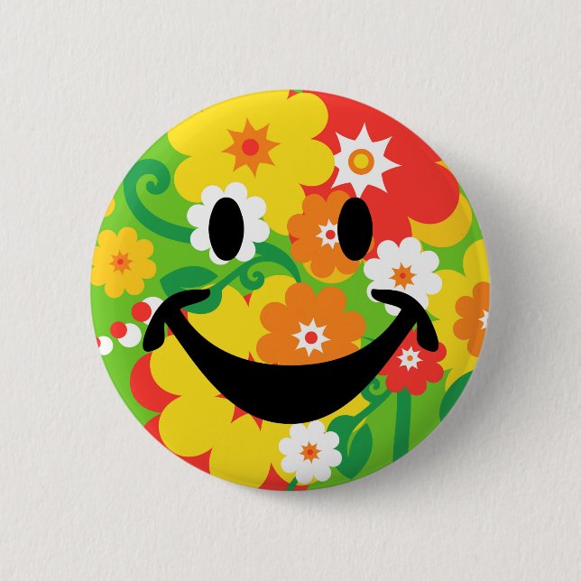 Badge Rond 5 Cm Papier peint drôle de flower power (Devant)