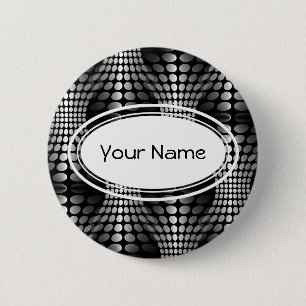 Badge Rond 5 Cm Papier peint Vagues pointillé noir et blanc