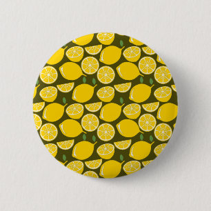 Badge Rond 5 Cm Papiers peints motif citron jaune Été