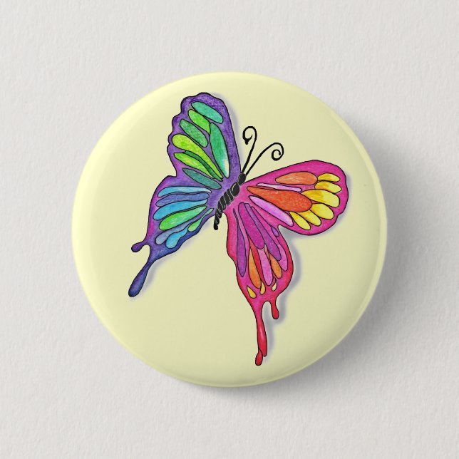 Badge Rond 5 Cm Papillon (Devant)