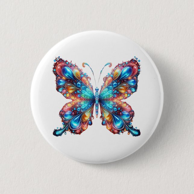 Badge Rond 5 Cm Papillon (Devant)