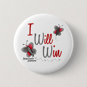 Badge Rond 5 Cm Papillon 2 de cancer du cerveau que je gagnerai