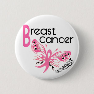 Badge Rond 5 Cm PAPILLON 3,1 de cancer du sein