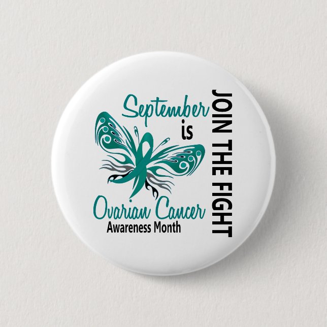 Badge Rond 5 Cm Papillon 3,1 de mois de conscience de Cancer (Devant)