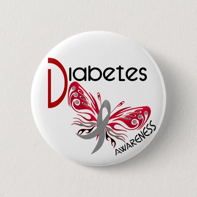 Badge Rond 5 Cm PAPILLON 3 de diabète (Devant)
