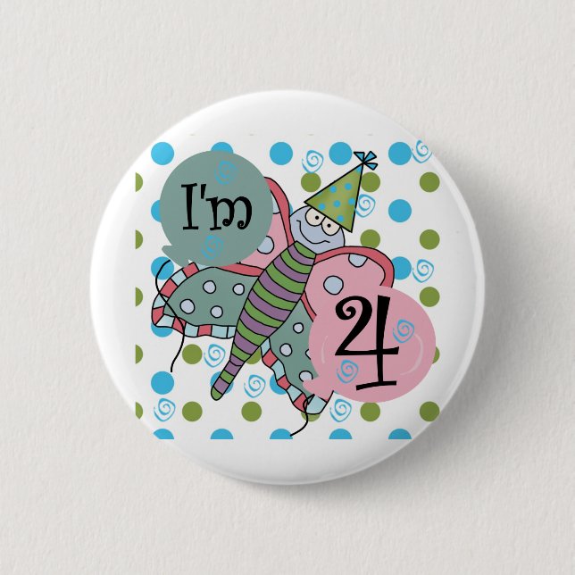 Badge Rond 5 Cm Papillon 4e anniversaire Tshirts et cadeaux (Devant)