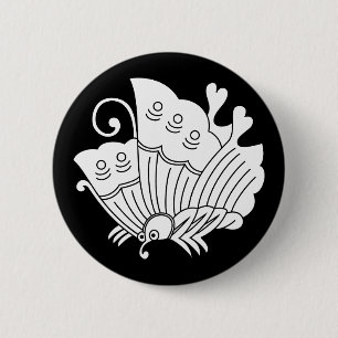 Badge Rond 5 Cm Papillon à ailes relevées
