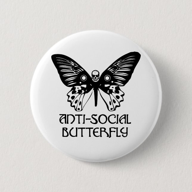Badge Rond 5 Cm Papillon antisocial (Devant)