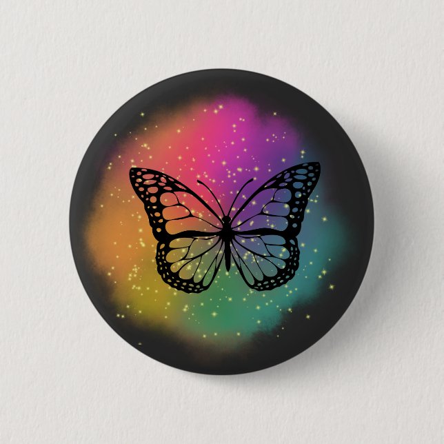 Badge Rond 5 Cm Papillon aquarelle (Devant)