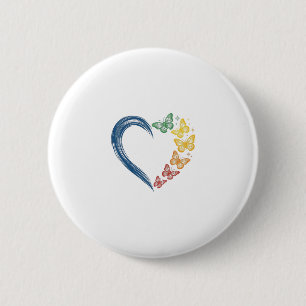 Badge Rond 5 Cm Papillon arc-en-ciel cœur design de gravure vintag