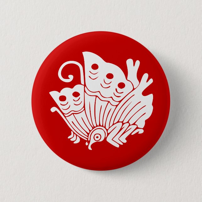 Badge Rond 5 Cm Papillon asiatique Japonais Conception Kamon (Devant)